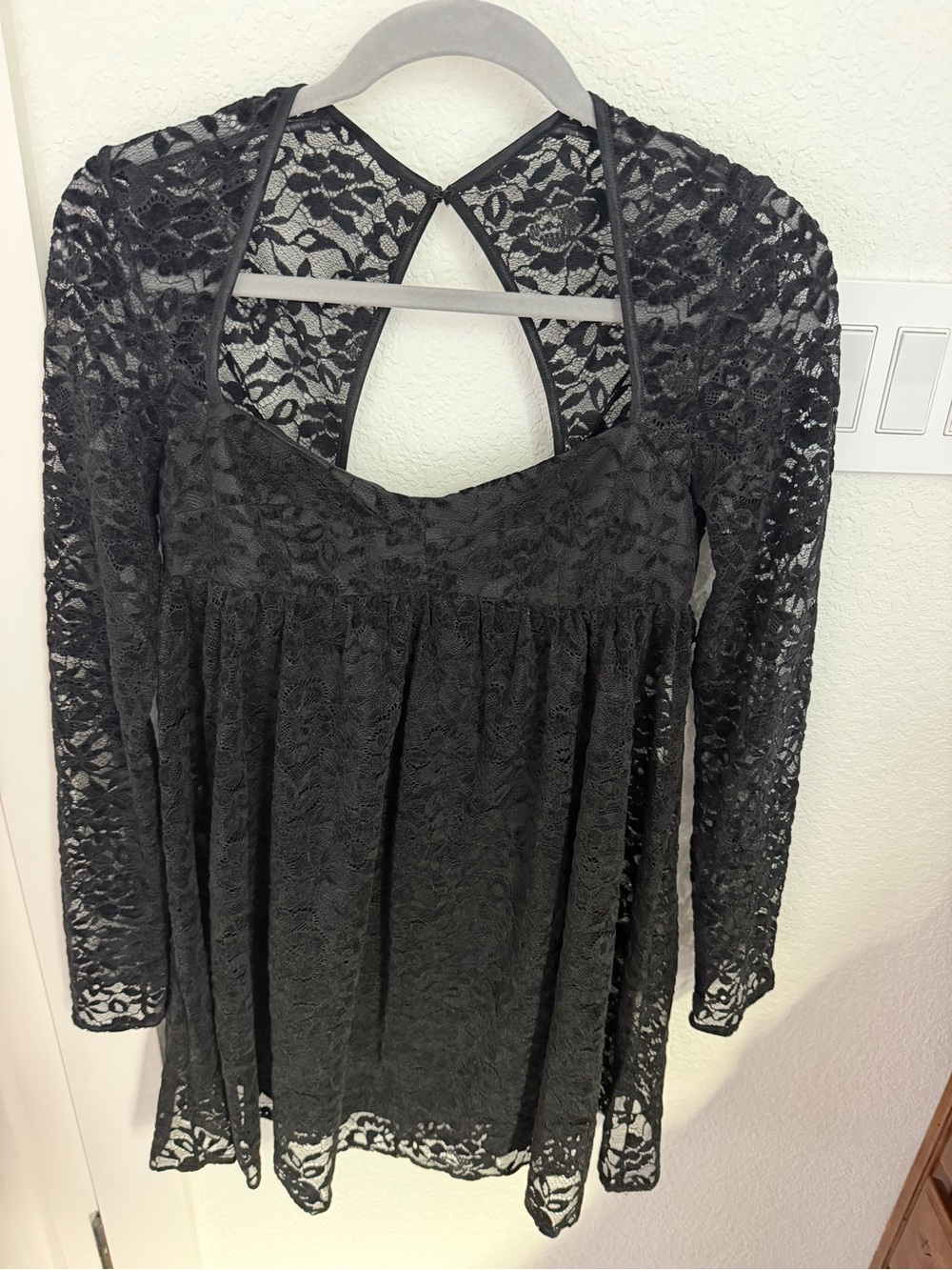 Amanda Uprichard Black Lace Money mini dress
